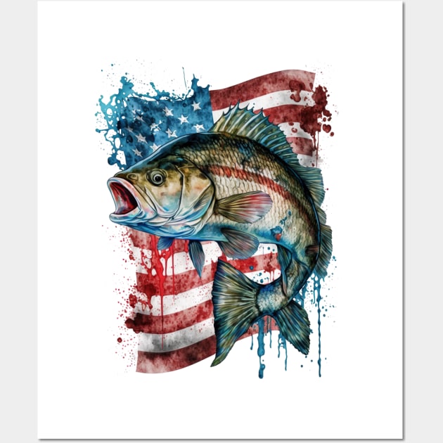 4th of July Fish Wall Art by Chromatic Fusion Studio